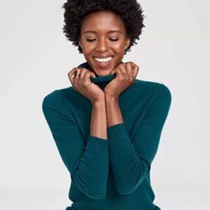 NWOT Charter Club 100% Cashmere Turtleneck Sweater M  Deep Alpine